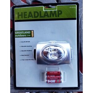Vtg Greatland Outdoors LED Headlamp – Adjustable Headstrap‎ & Headlamp - NOS